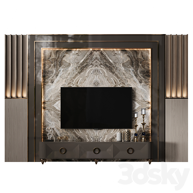 TV Wall 58 3ds Max - thumbnail 3