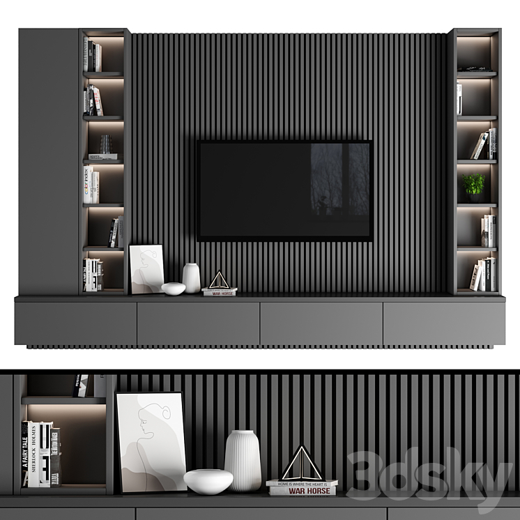 TV Wall 90 3DS Max Model - thumbnail 1