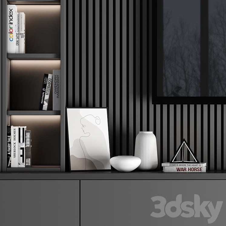 TV Wall 90 3DS Max Model - thumbnail 2