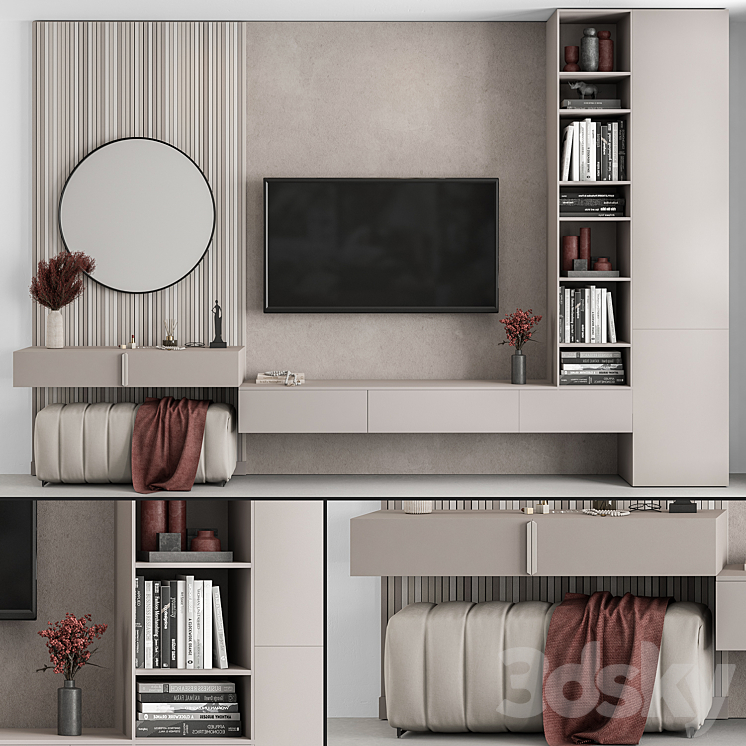 TV Wall Beige and Red – Set 70 3DS Max Model - thumbnail 1