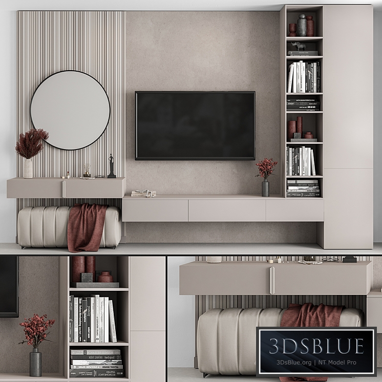 TV Wall Beige and Red – Set 70 3DS Max - thumbnail 3