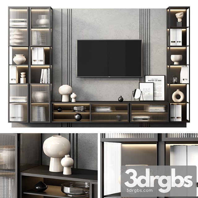 Tv wall black - thumbnail 1