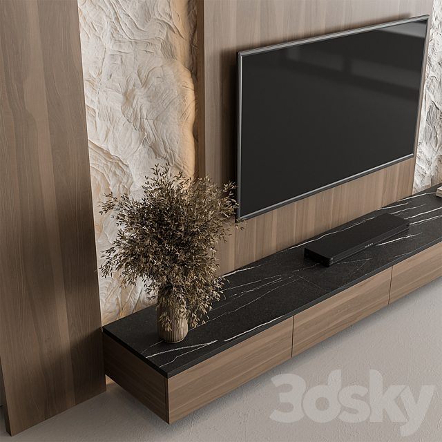 TV Wall Cliff and Wood – Set 144 3DS Max Model - thumbnail 2