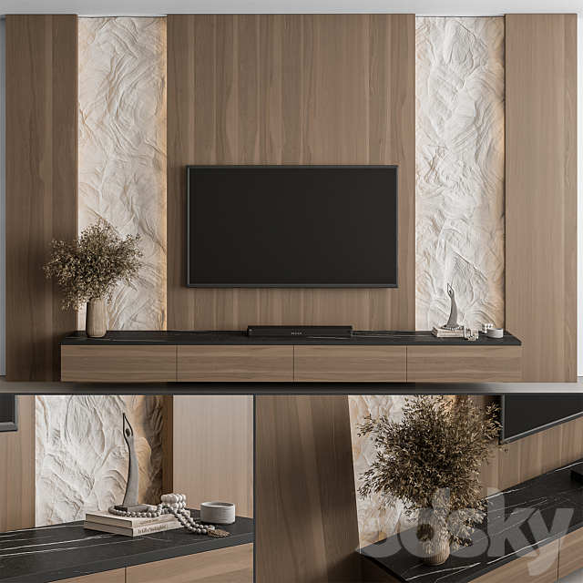 TV Wall Cliff and Wood – Set 144 3DS Max Model - thumbnail 4