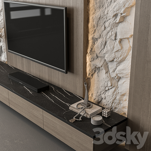 TV Wall Cliff and Wood – Set 98 3DS Max Model - thumbnail 3