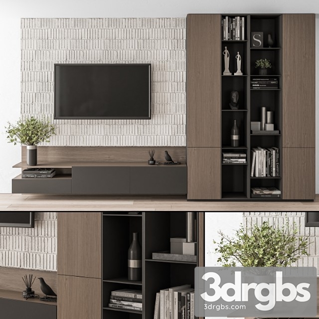 Tv wall concrete and wood – set 22 - thumbnail 1