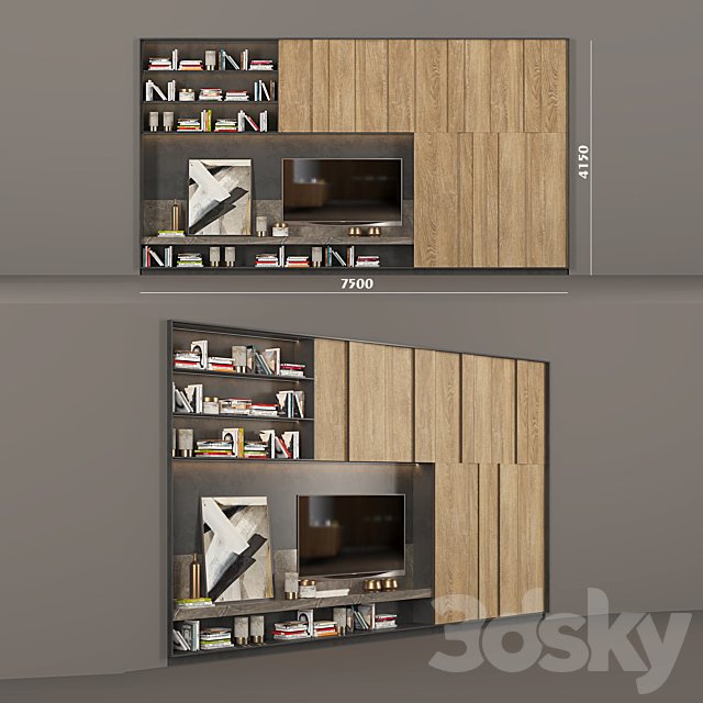 tv wall costume made wall for TV 3DSMax File - thumbnail 1