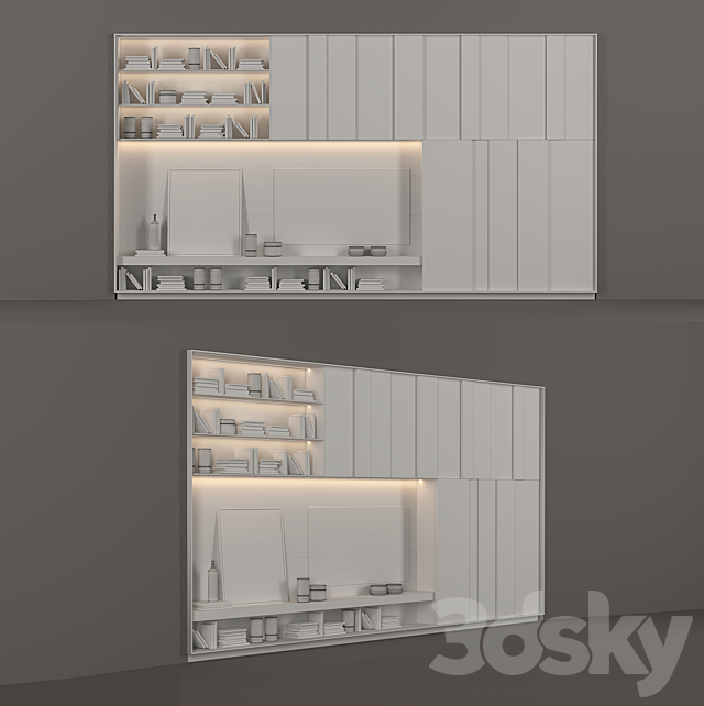 tv wall costume made wall for TV 3DSMax File - thumbnail 2