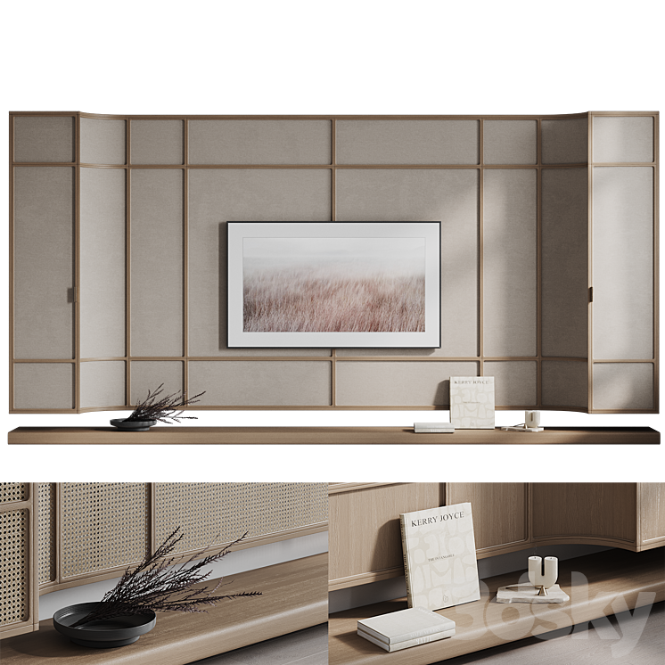 TV wall Kushi 3DS Max Model - thumbnail 1