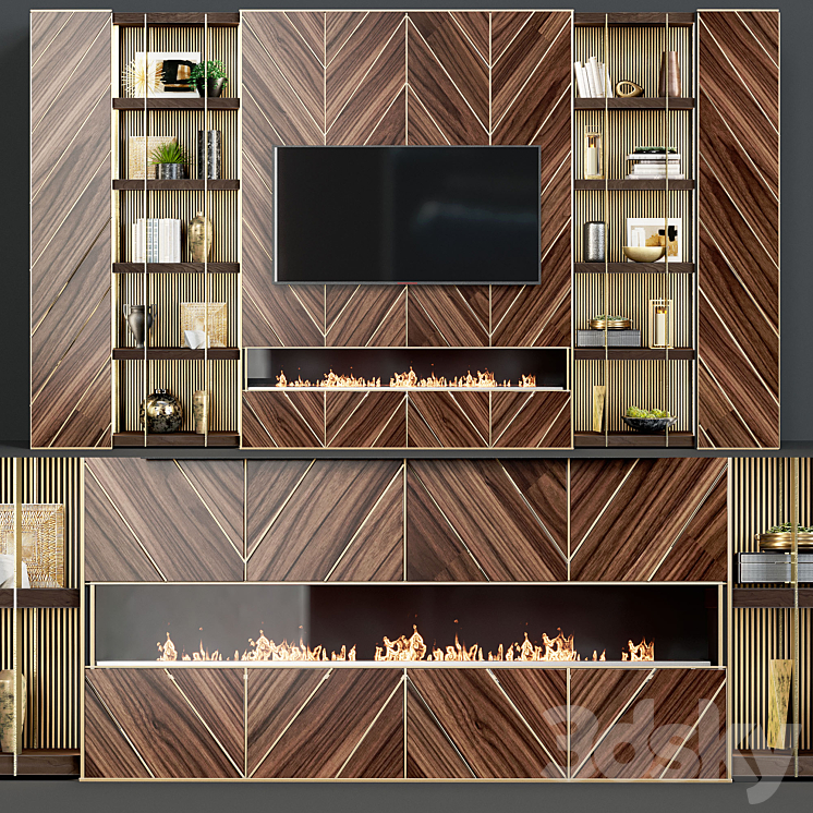 TV wall modern 44 3DS Max - thumbnail 1