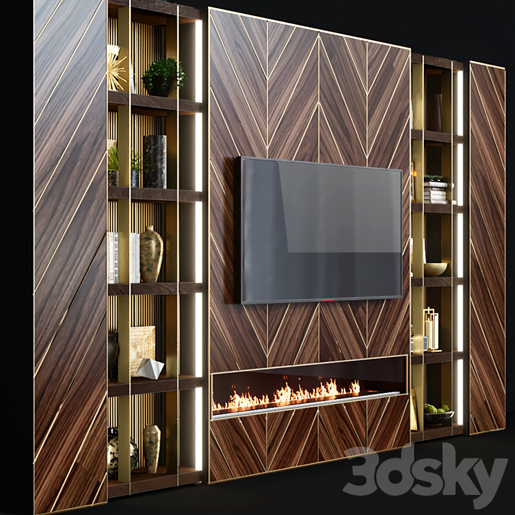 TV wall modern 44 3DS Max - thumbnail 2