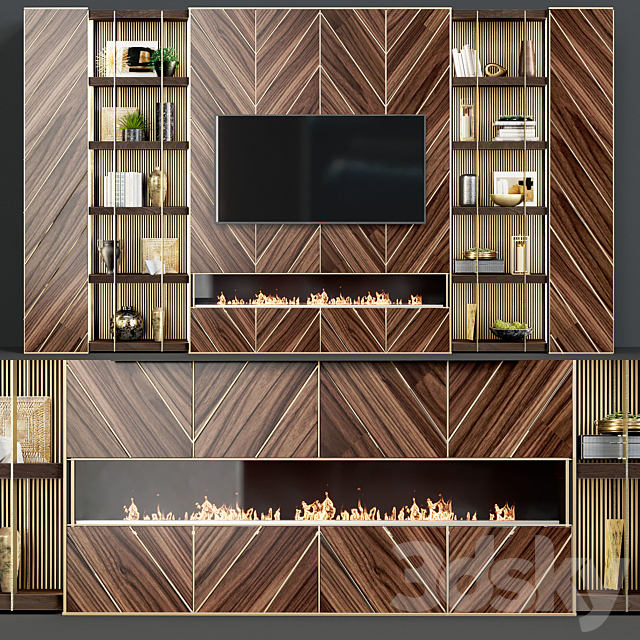 TV wall modern 44 3DS Max Model - thumbnail 1