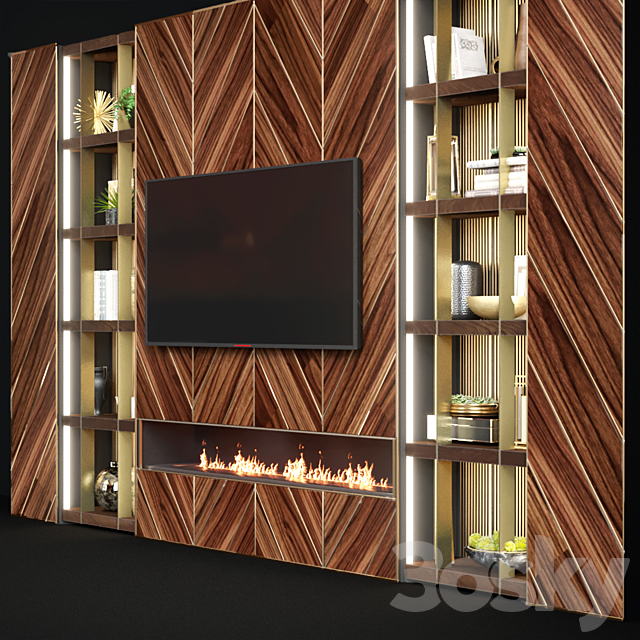 TV wall modern 44 3DS Max Model - thumbnail 3