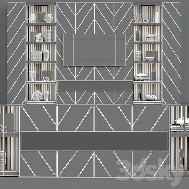 TV wall modern 44 3DS Max Model - thumbnail 4