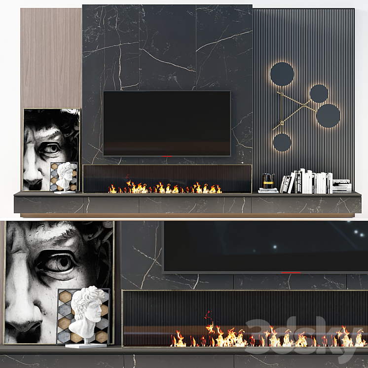 TV wall modern 56 3DS Max - thumbnail 1