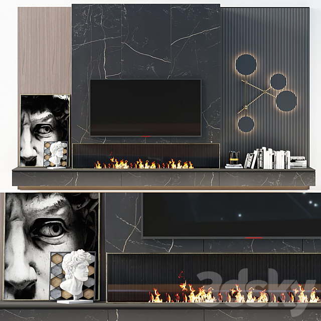 TV wall modern 56 3DSMax File - thumbnail 1