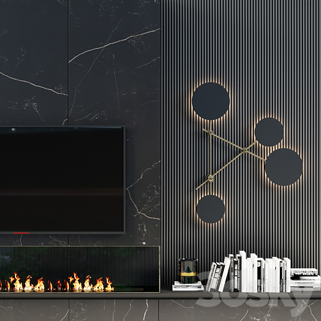 TV wall modern 56 3DSMax File - thumbnail 3