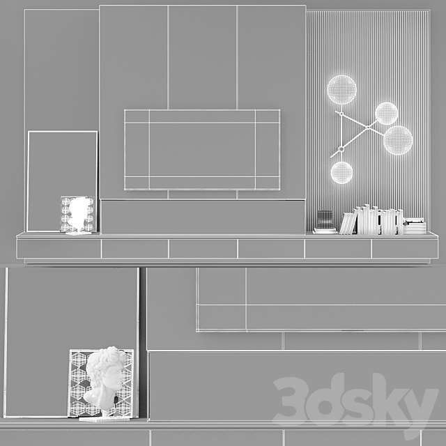 TV wall modern 56 3DSMax File - thumbnail 4