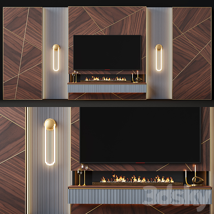 TV wall modern 61 3DS Max - thumbnail 1