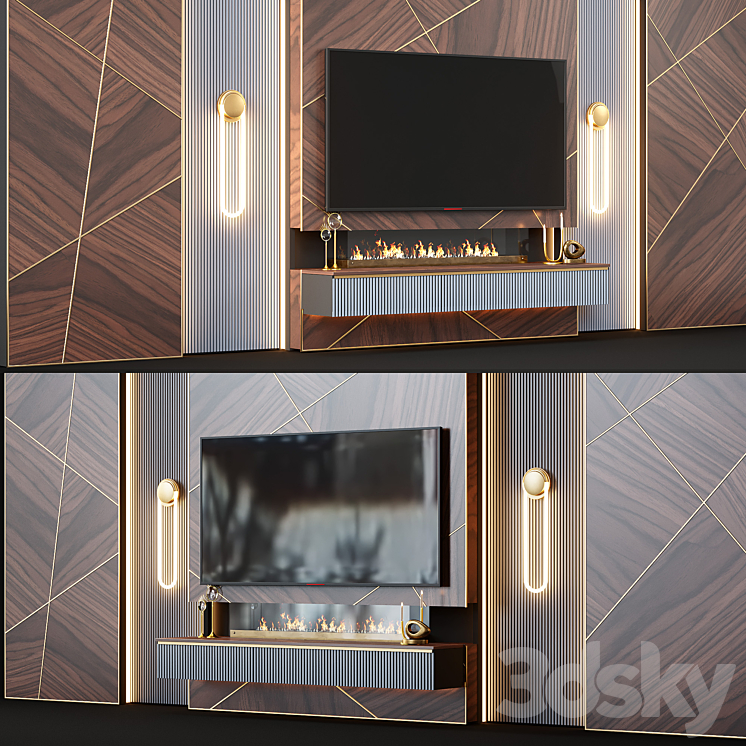 TV wall modern 61 3DS Max - thumbnail 2