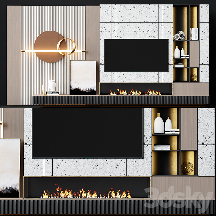 TV wall modern 68 3DS Max - thumbnail 1