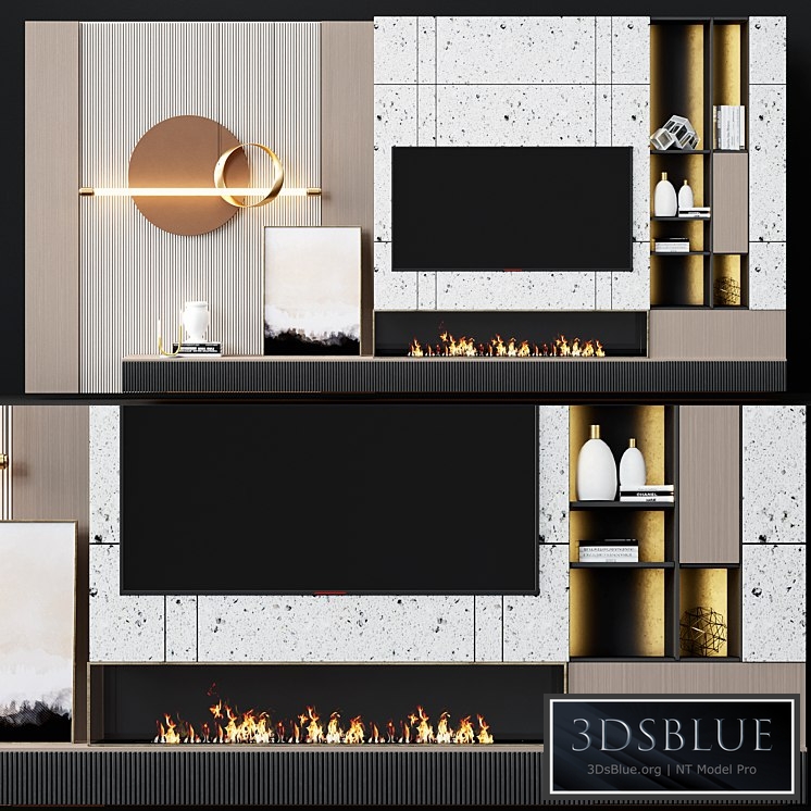 TV wall modern 68 3DS Max - thumbnail 3