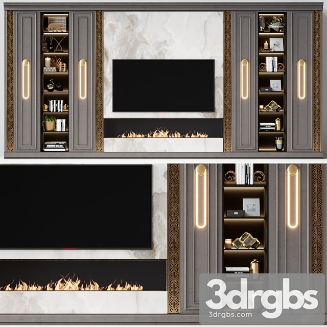 TV Wall Modern 72 3dsmax Download - thumbnail 1