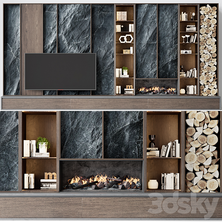 TV wall modern 76 3DS Max Model - thumbnail 1