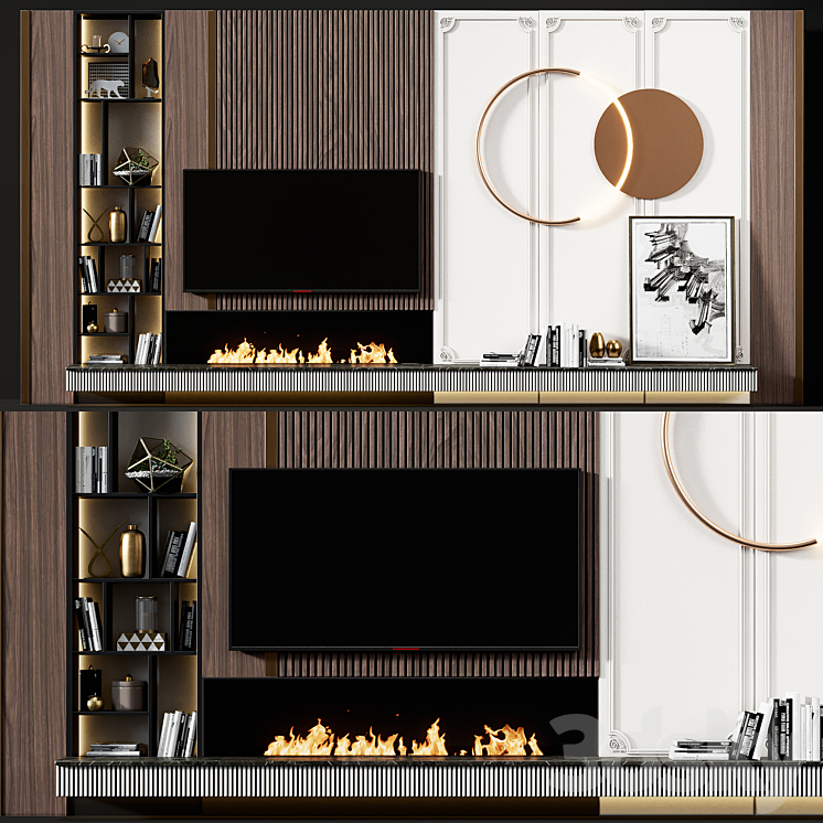 TV wall modern 78 3DS Max Model - thumbnail 1