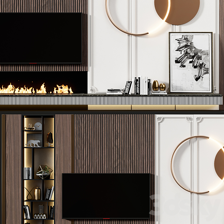 TV wall modern 78 3DS Max Model - thumbnail 2