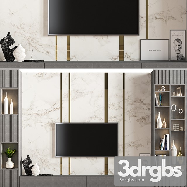 TV Wall Set 01 15 3dsmax Download - thumbnail 1