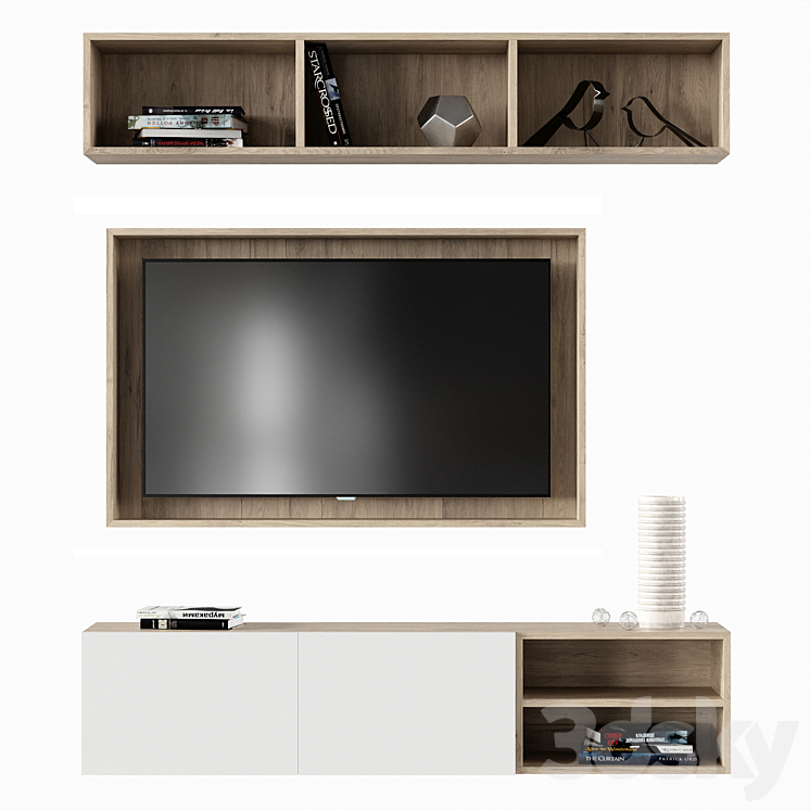 TV wall set 01 3DS Max - thumbnail 1