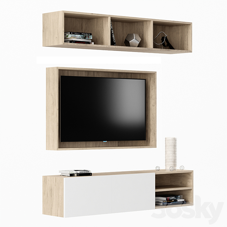 TV wall set 01 3DS Max - thumbnail 2