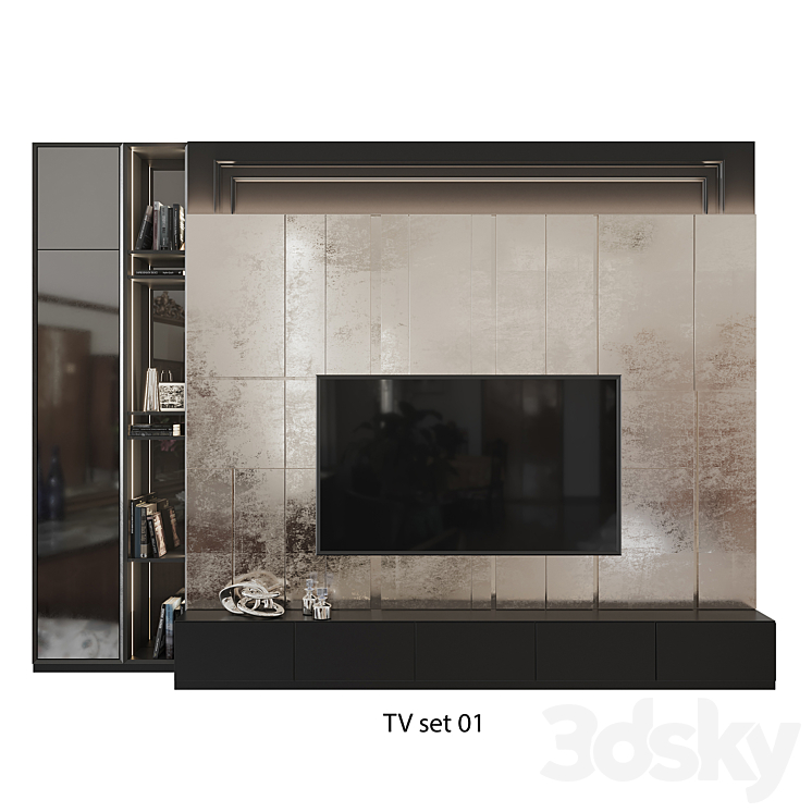 TV Wall set.01 3DS Max - thumbnail 1