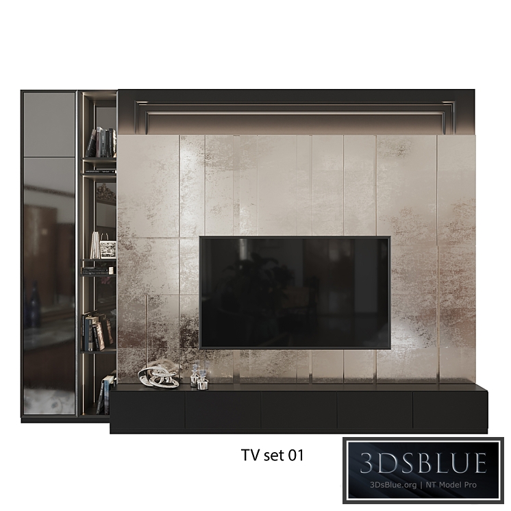 TV Wall set.01 3DS Max - thumbnail 3