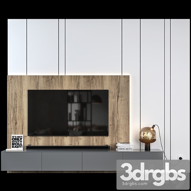 TV Wall Set 01 3dsmax Download - thumbnail 1