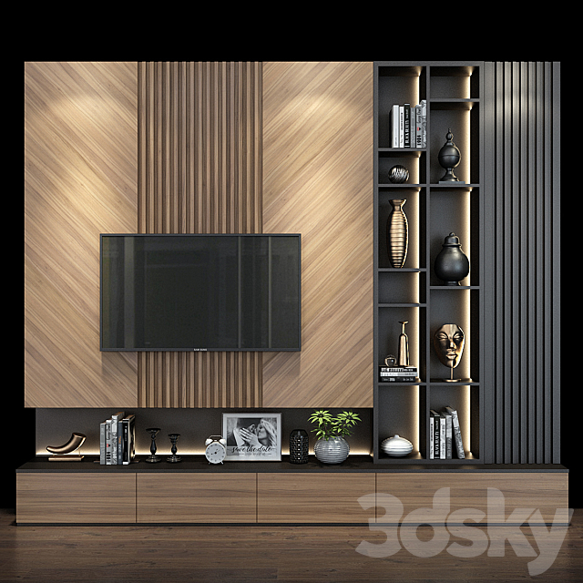 TV Wall set 0157 3DS Max Model - thumbnail 2