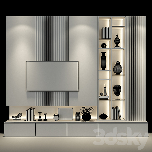 TV Wall set 0157 3DS Max Model - thumbnail 3