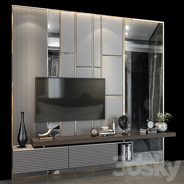 TV Wall set 0159 3DS Max Model - thumbnail 3