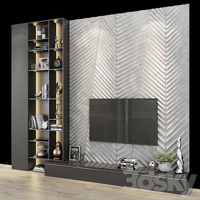 TV Wall set 0174 3DS Max Model - thumbnail 2