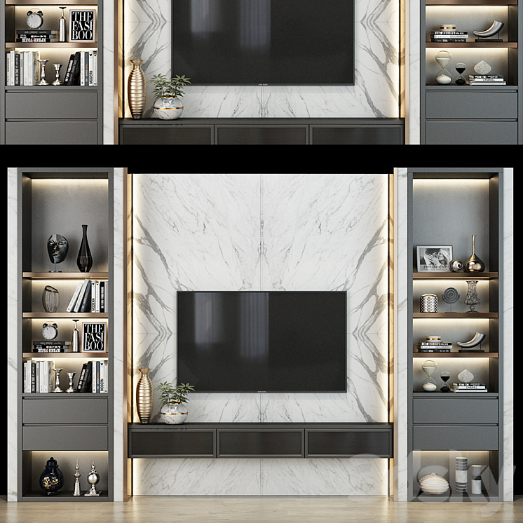 TV Wall set 0178 3DS Max - thumbnail 1