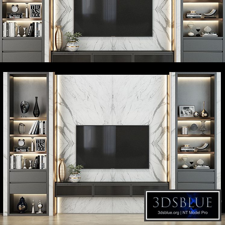 TV Wall set 0178 3DS Max - thumbnail 3