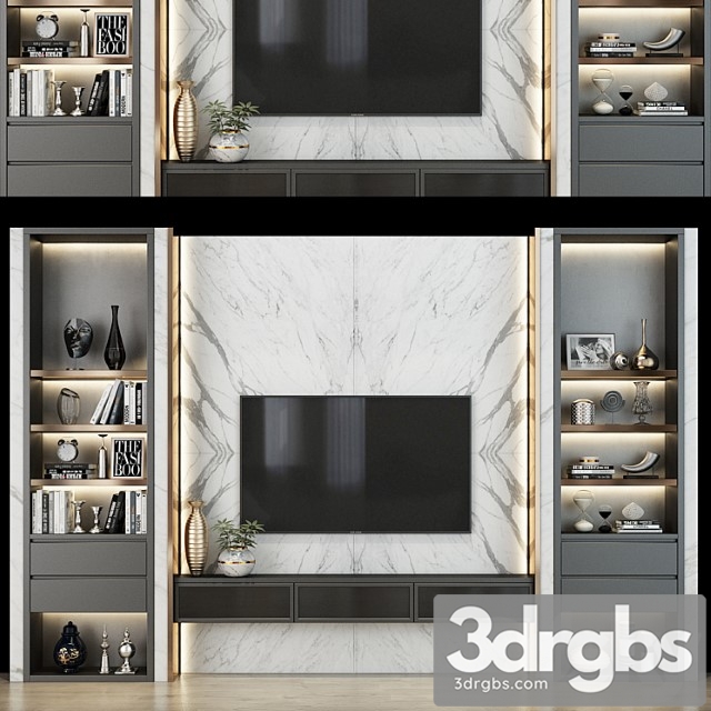 TV Wall Set 0178 3dsmax Download - thumbnail 1