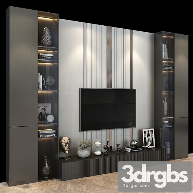 TV Wall Set 0179 1 3dsmax Download - thumbnail 1