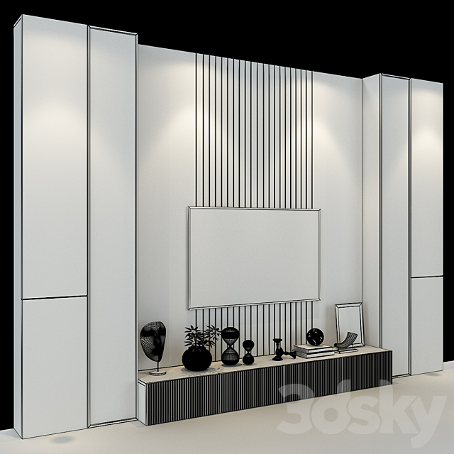 TV Wall set 0179 3DS Max Model - thumbnail 2