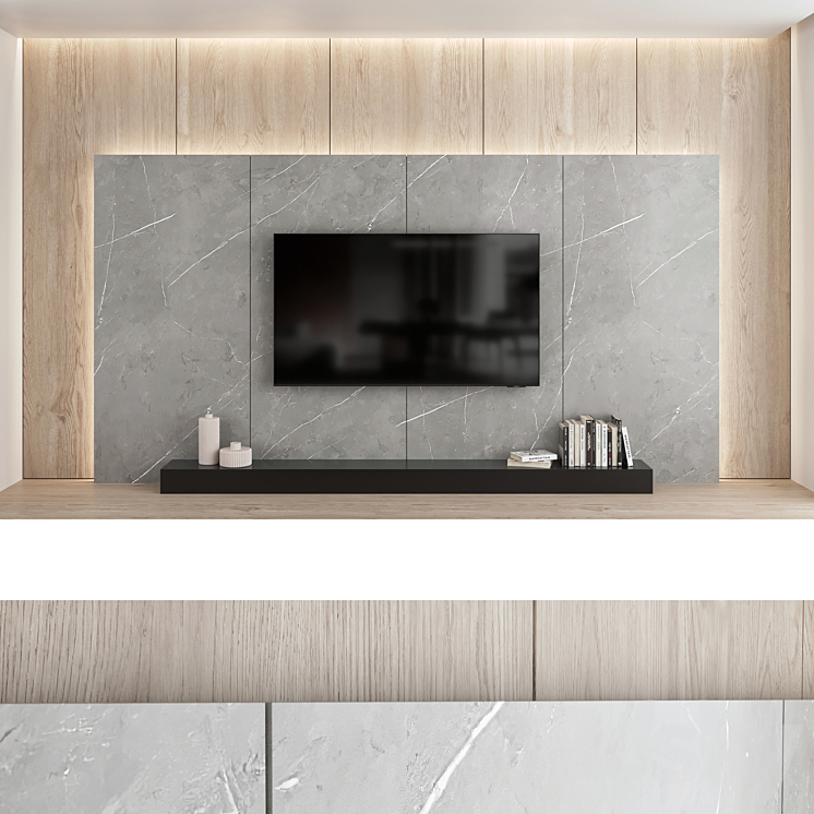 TV wall set 02 3DS Max Model - thumbnail 2