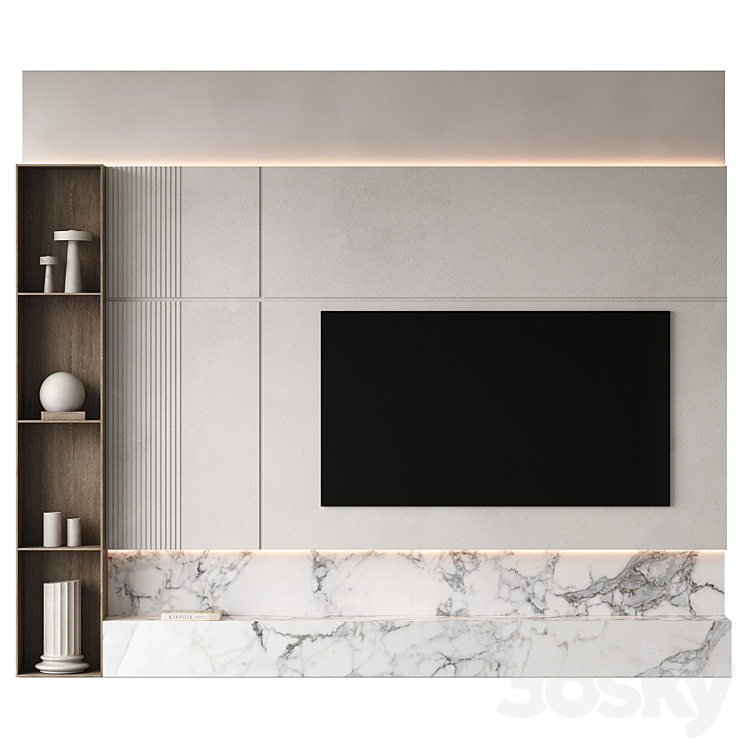 TV Wall set 02 3DS Max Model - thumbnail 1