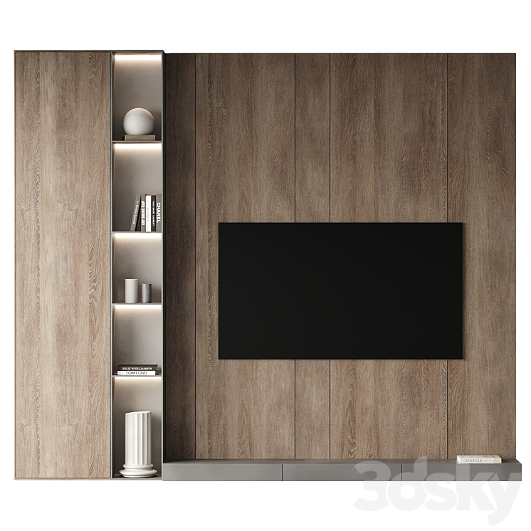 TV Wall set 03 3DS Max Model - thumbnail 1