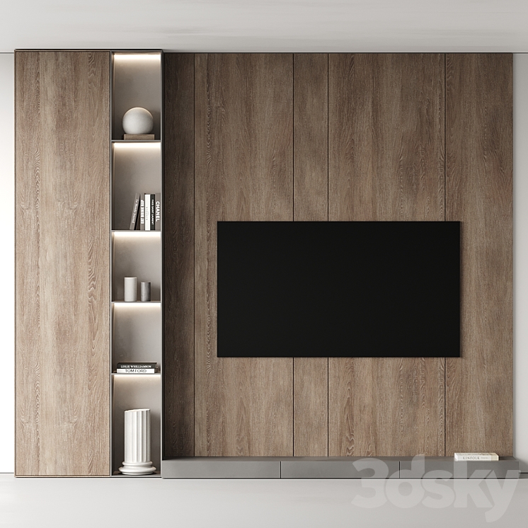 TV Wall set 03 3DS Max Model - thumbnail 2