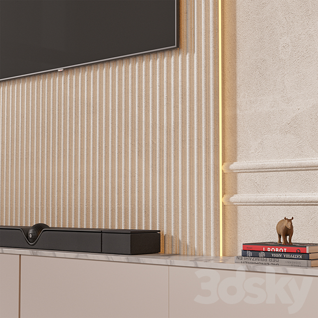 TV wall set 03 3ds Max - thumbnail 3